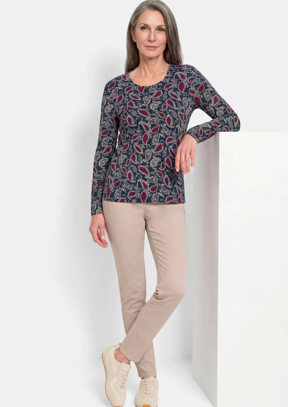 T-shirt à manches longues avec motif cachemire