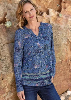 T-shirt à manches longues avec motif cachemire