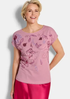 T-shirt raffiné en étoffe filet pailletée