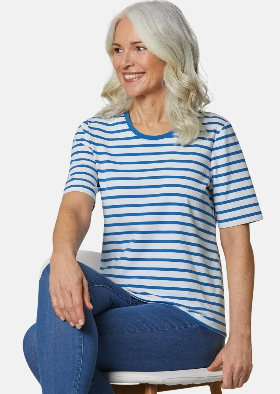 T-shirt rayé à manches coudes
