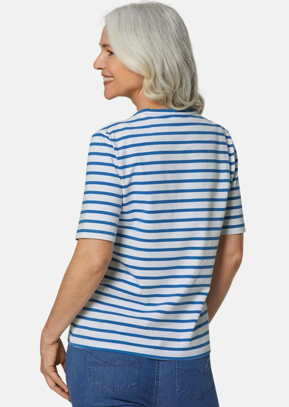 T-shirt rayé à manches coudes