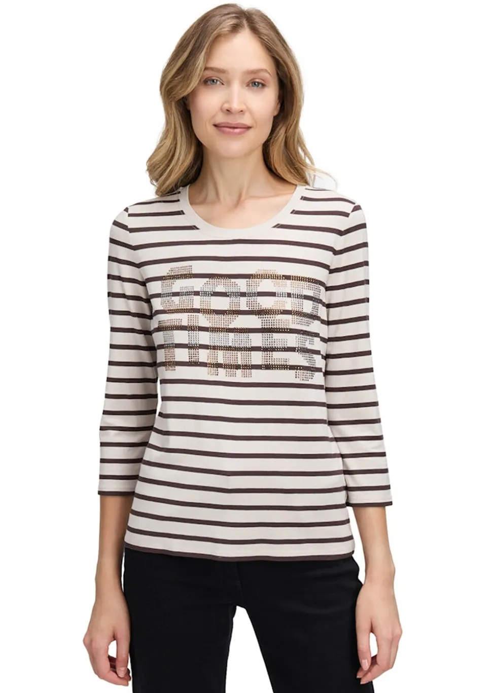 T-shirt à rayures avec imprimé scintillant