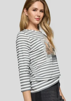 T-shirt à rayures avec imprimé scintillant devant