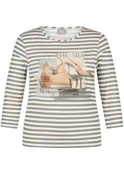 T-shirt à rayures avec imprimé scintillant devant
