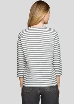 T-shirt à rayures avec imprimé scintillant devant