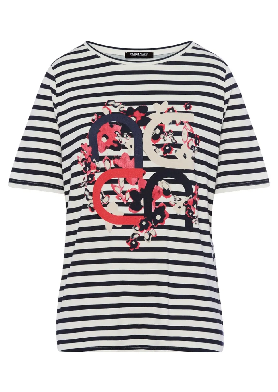 T-shirt à rayures avec motif sur le devant