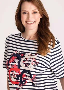T-shirt à rayures avec motif sur le devant
