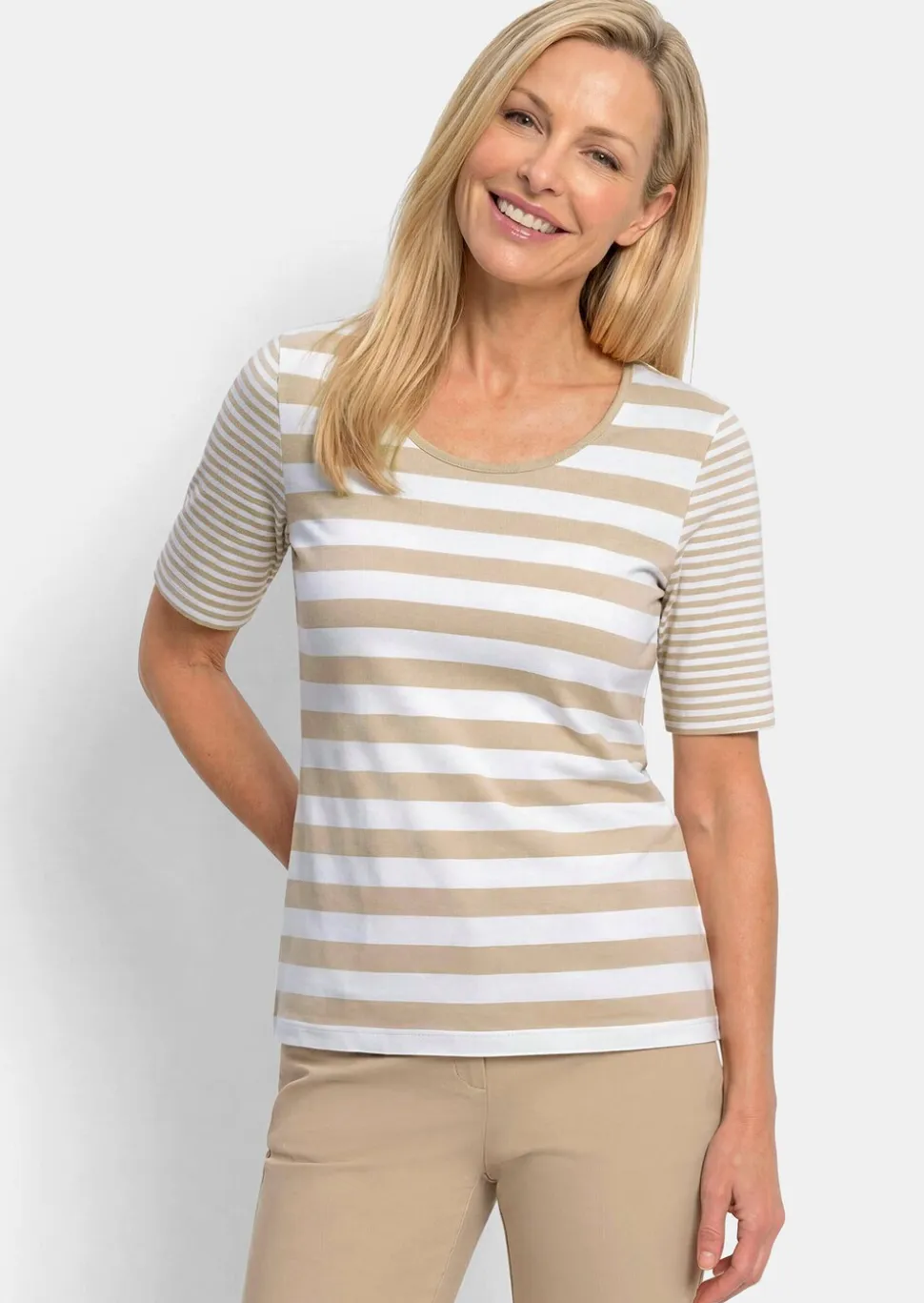 T-shirt à rayures en doux mélange de coton