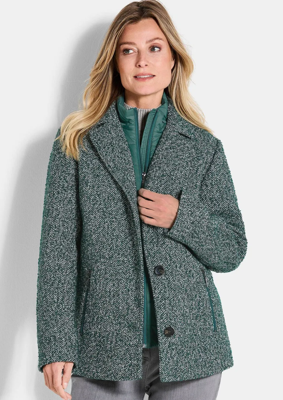 Veste aspect 2-en-1, avec empiècement matelassé