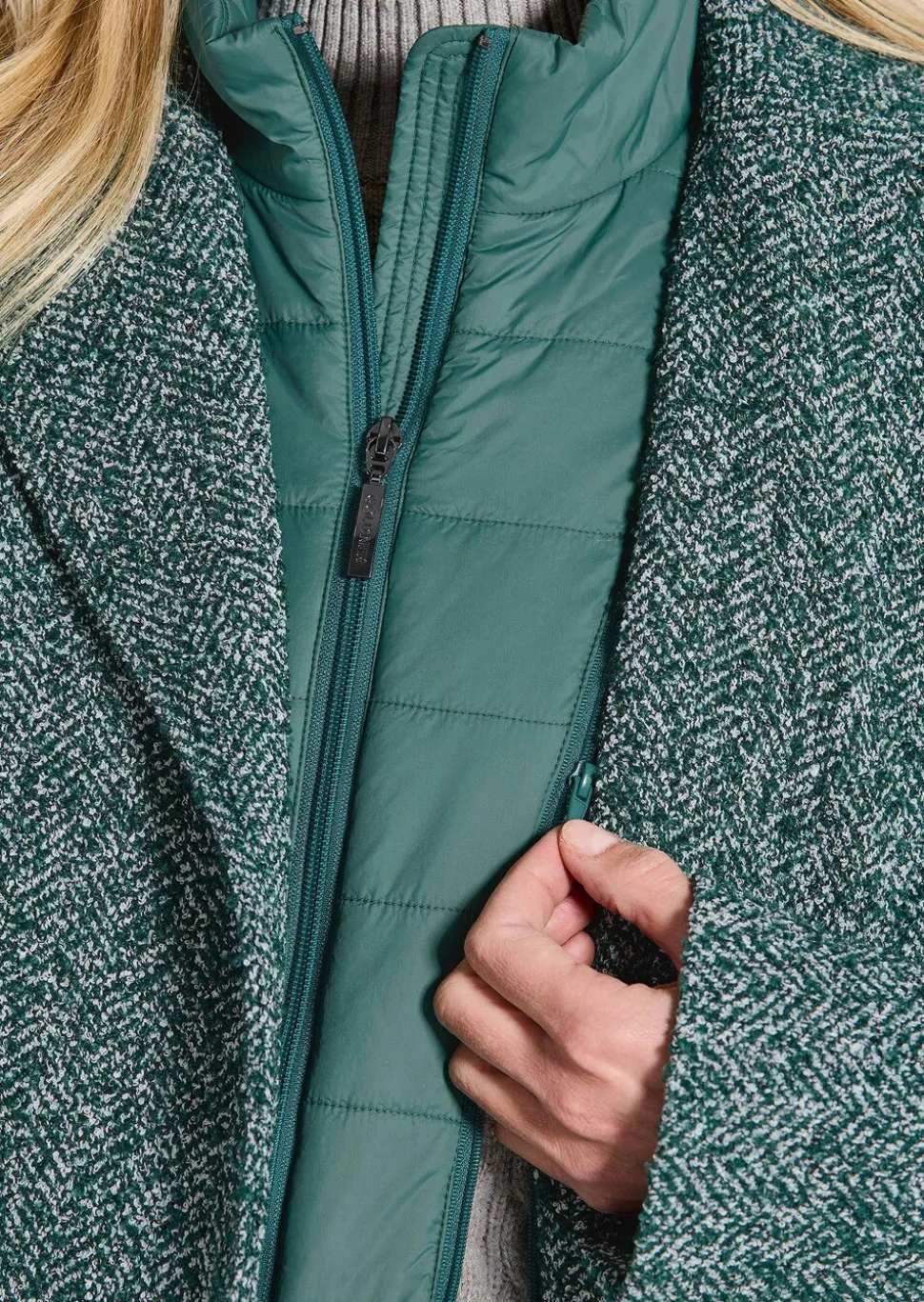 Veste aspect 2-en-1, avec empiècement matelassé