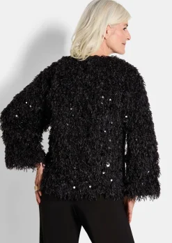 Veste aspect plumes, orné de paillettes