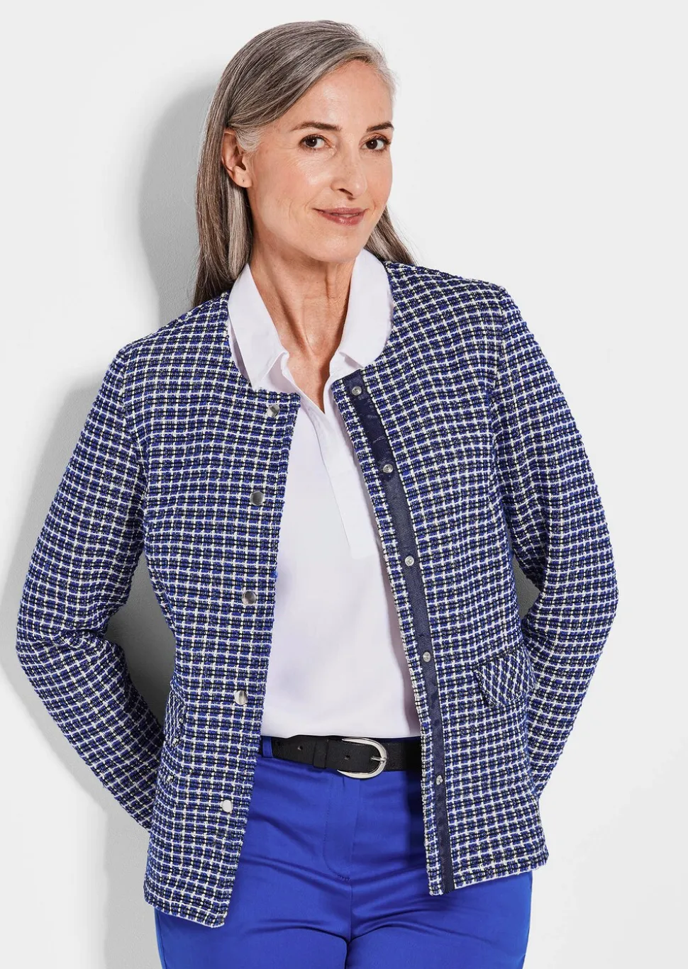 Veste avec motif, aspect carreaux