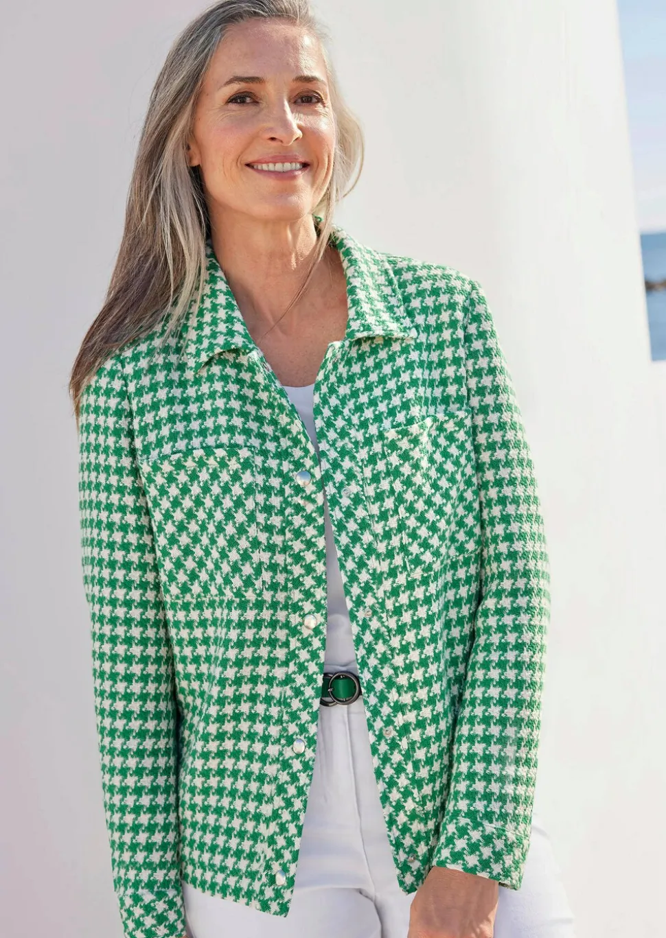 Veste avec motif pied-de-poule
