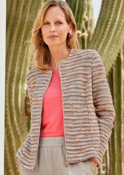 Veste bouclette à rayures