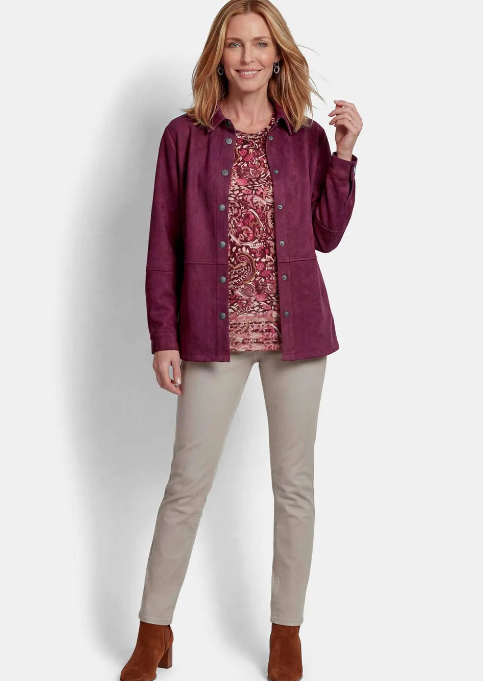 Veste chemisier confortable aspect daim
