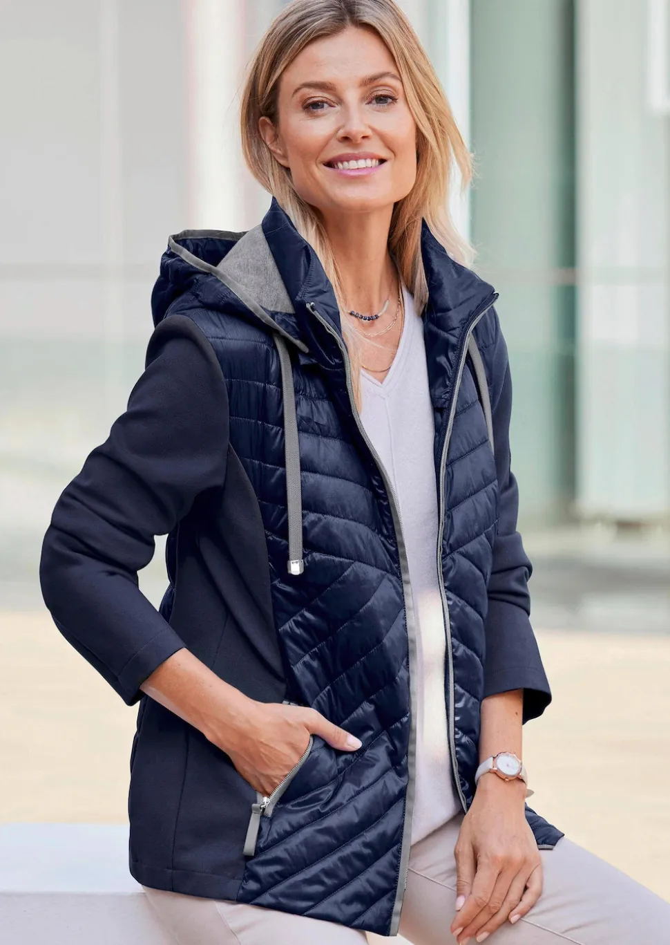 Veste à col droit