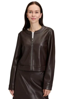Veste courte en similicuir suédé