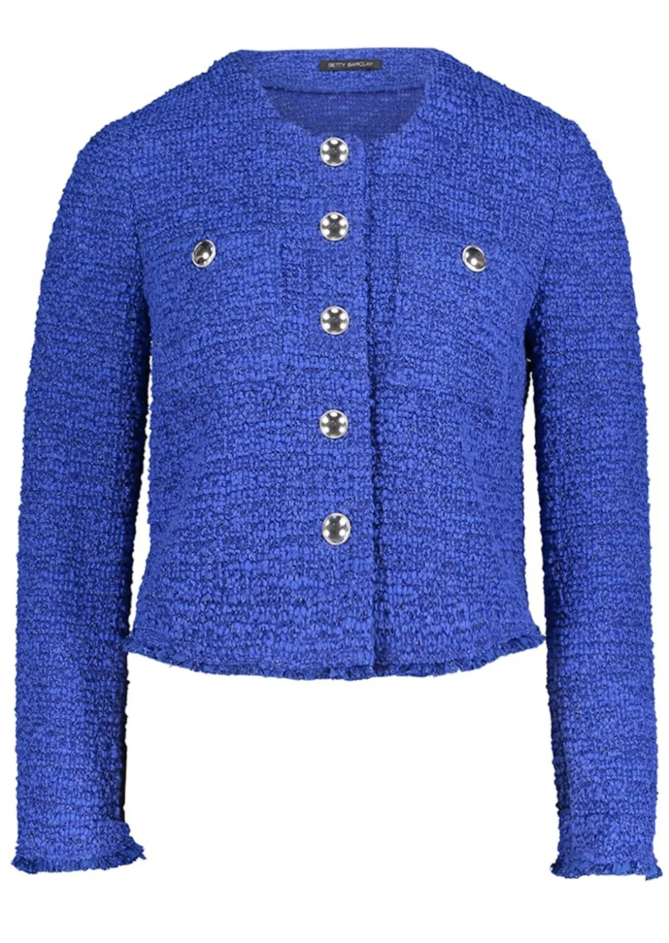 Veste en bouclette avec fils brillants et finitions effilochées