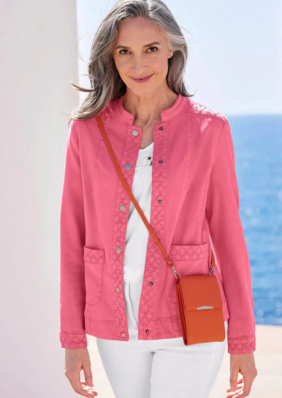 Veste en jean à dentelle ajourée