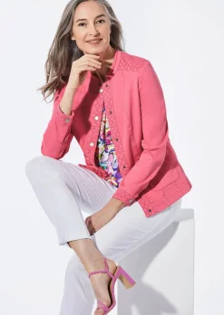 Veste en jean à dentelle ajourée