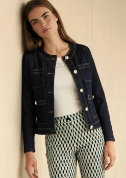 Veste en jean féminine, sans col