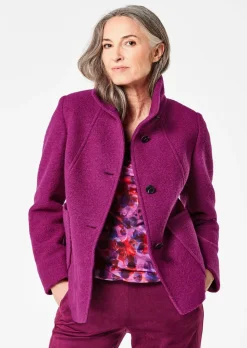 Veste en laine mélangée à col droit