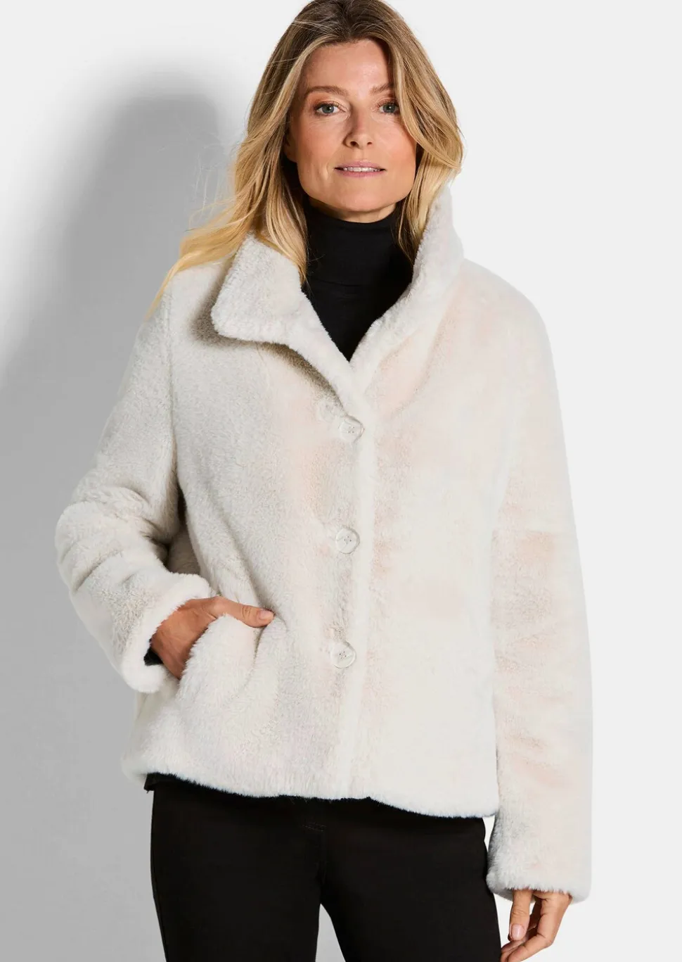 Veste en teddy avec col montant