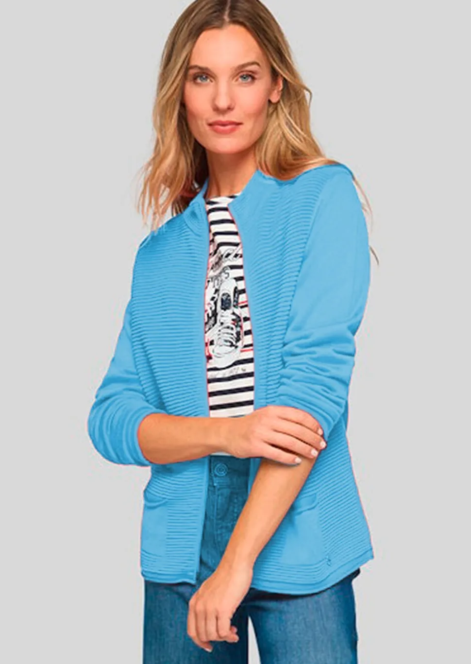 Veste en tricot avec zip double-sens et col montant