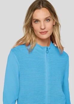Veste en tricot avec zip double-sens et col montant