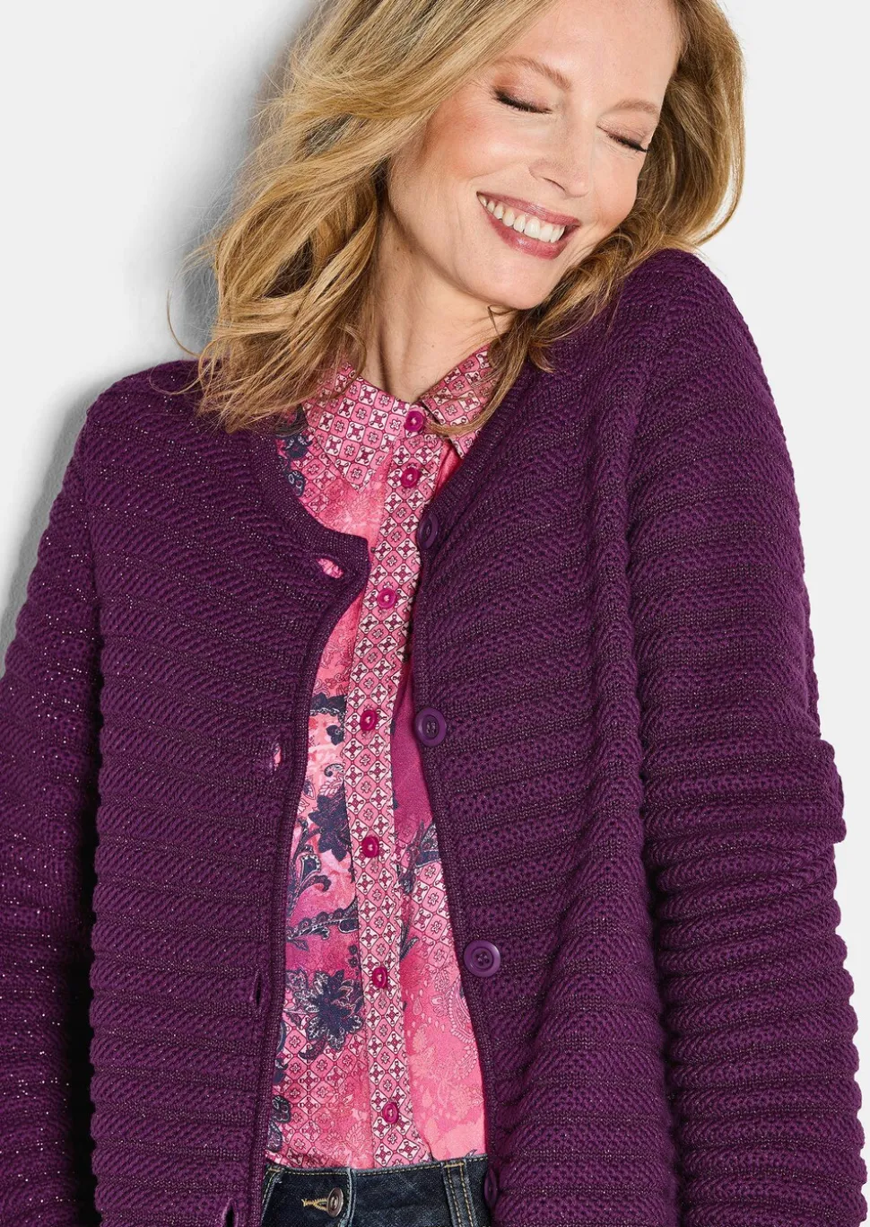 Veste en tricot en coton et fils Lurex