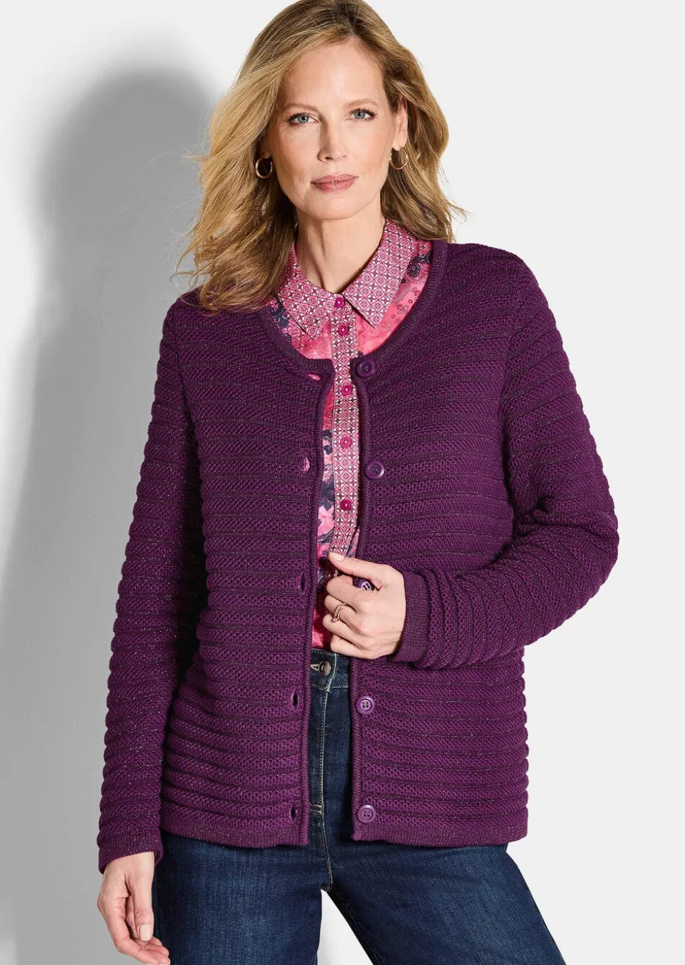 Veste en tricot en coton et fils Lurex