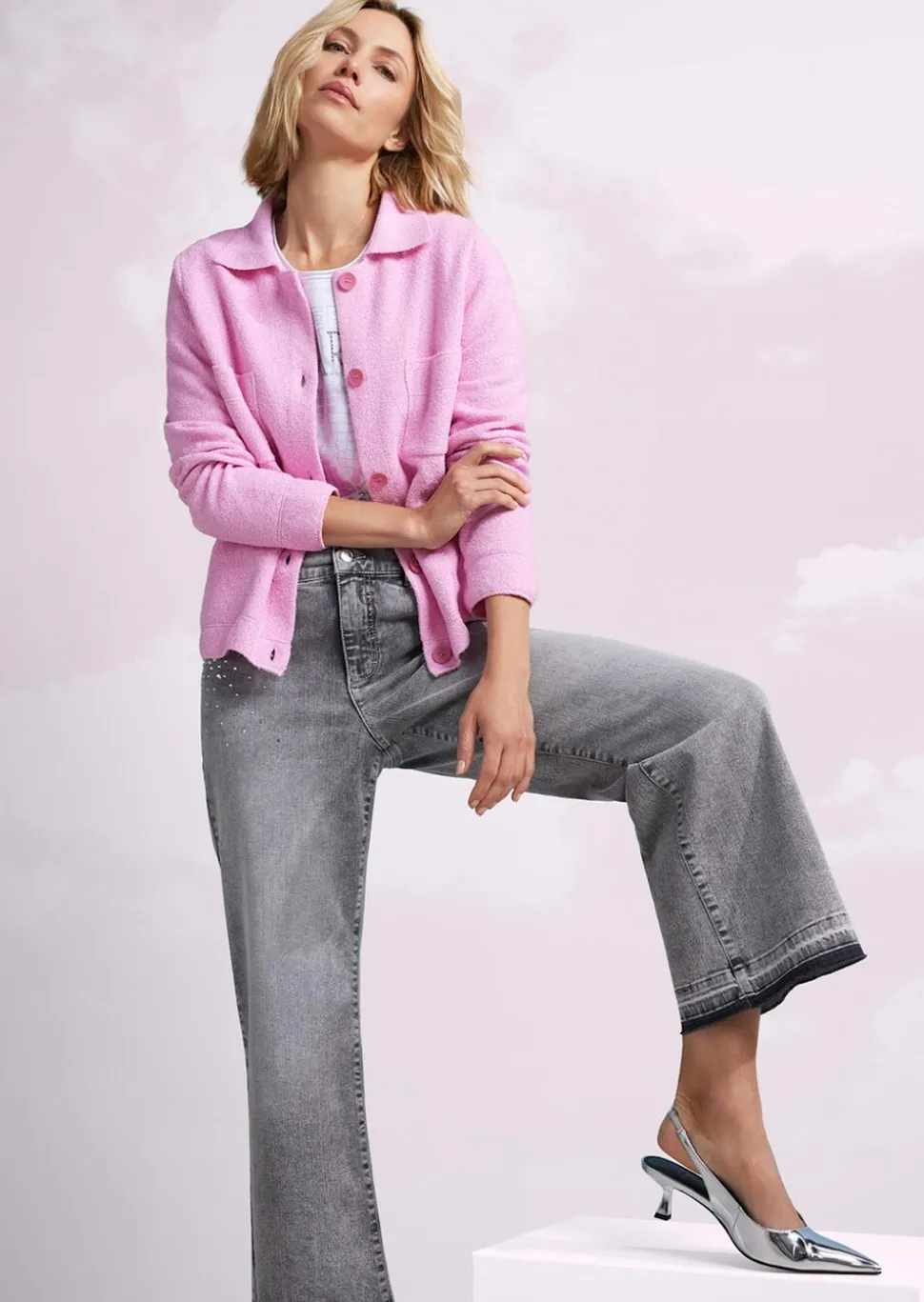 Veste en tricot, façon chemisier