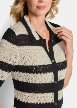 Veste en tricot à rayures avec motif ajouré