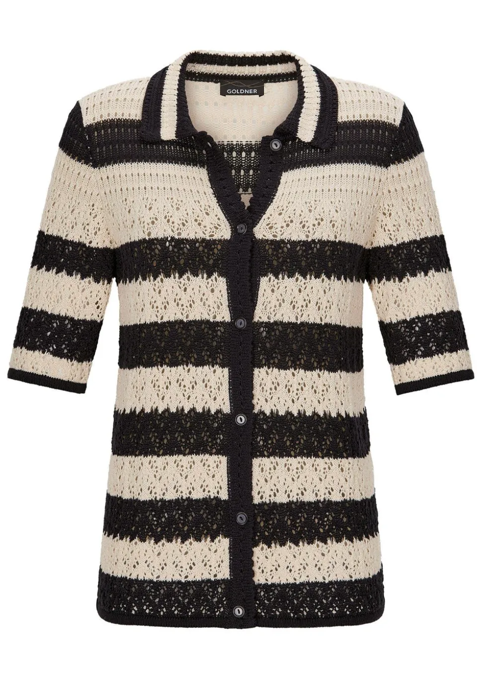 Veste en tricot à rayures avec motif ajouré