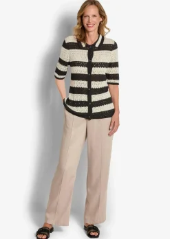 Veste en tricot à rayures avec motif ajouré