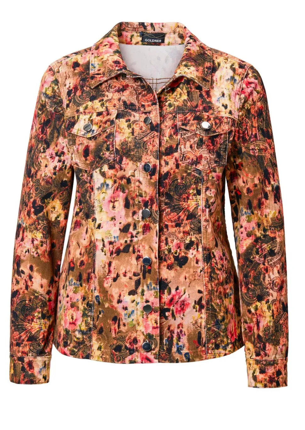 Veste en velours milleraies avec imprimé audacieux