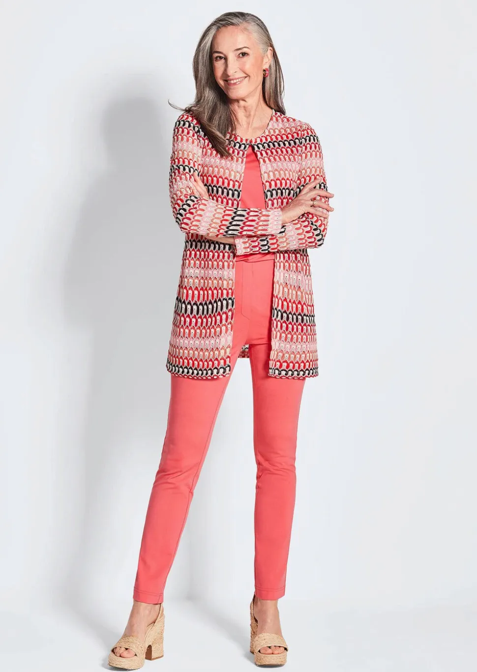 Veste longue, aspect dentelle
