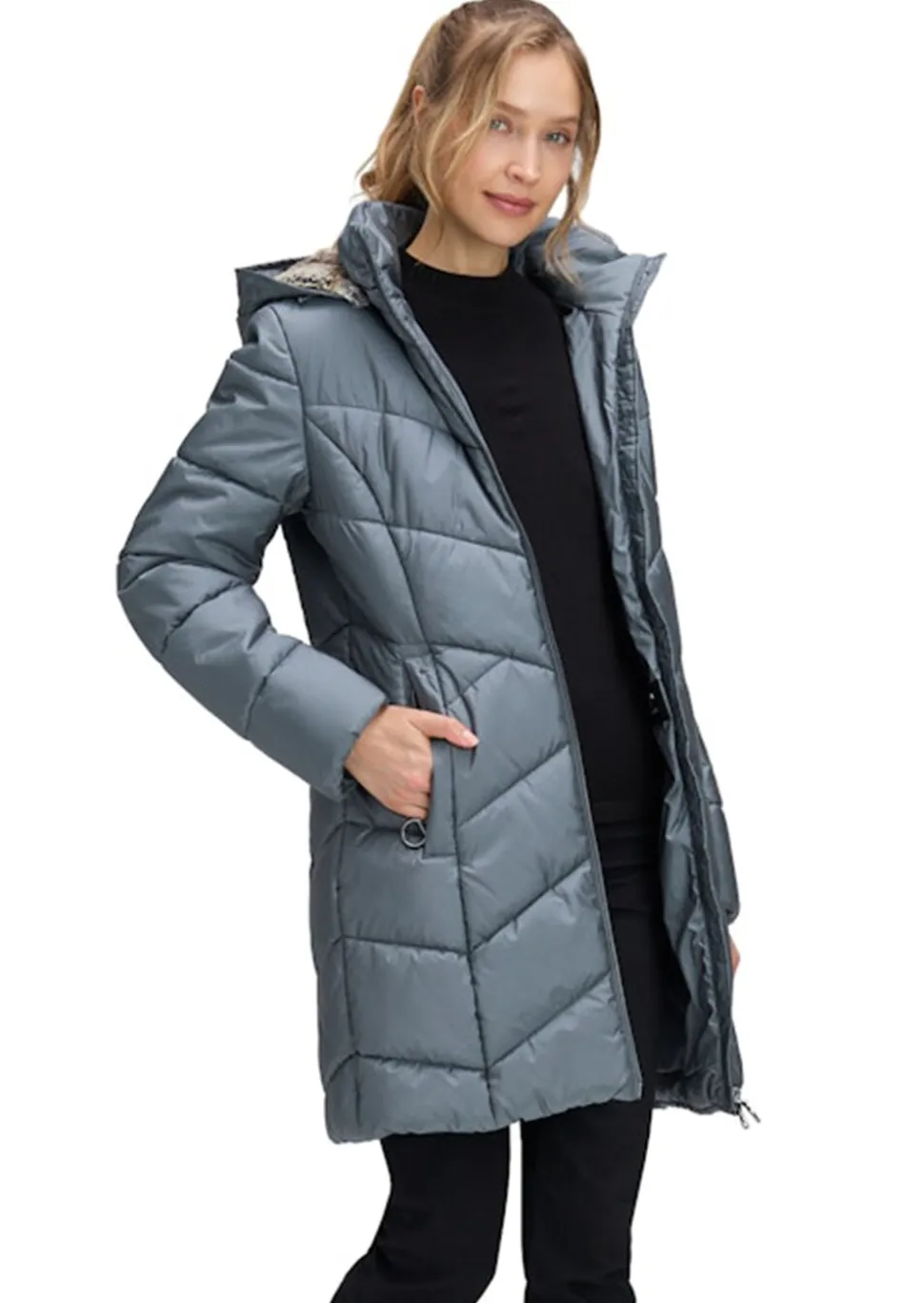 Veste longue avec fermeture par zip va-et-vient