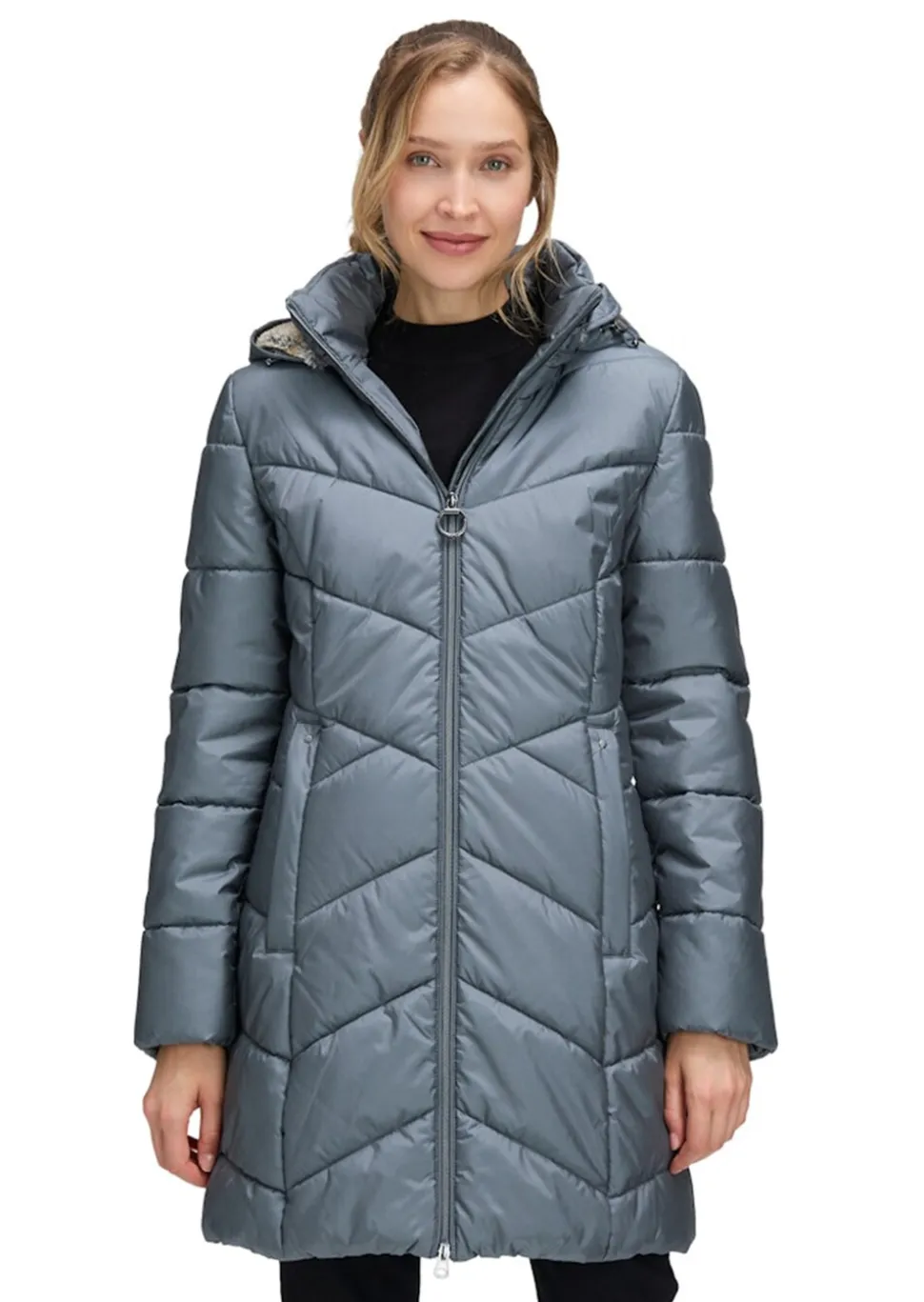 Veste longue avec fermeture par zip va-et-vient
