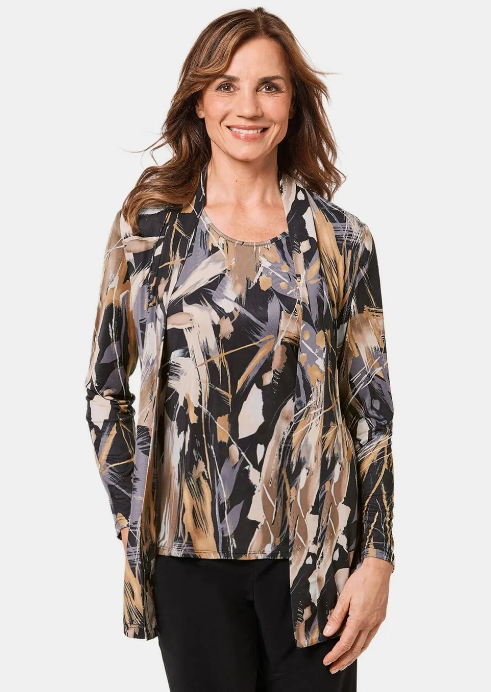 Veste longue slinky en stretch avec imprimé