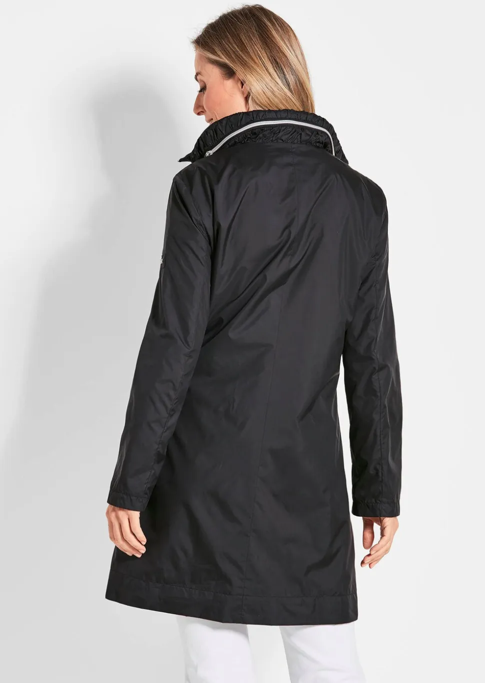 Veste longue ultra-légère avec capuche invisible