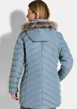 Veste matelassée avec capuche en fausse fourrure