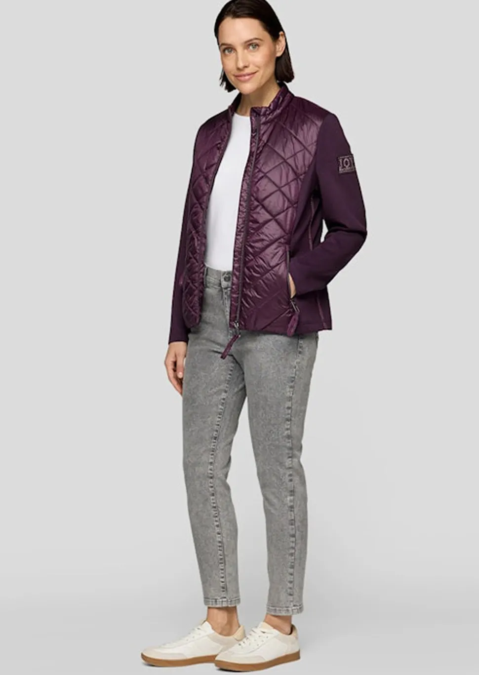 Veste matelassée avec empiècements en jersey