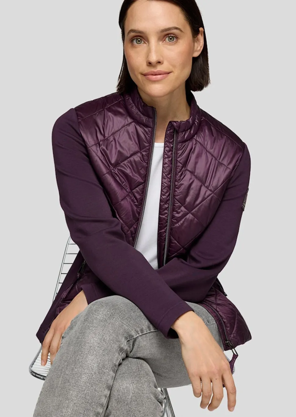 Veste matelassée avec empiècements en jersey