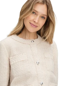 Veste noble en bouclette avec finitions frangées