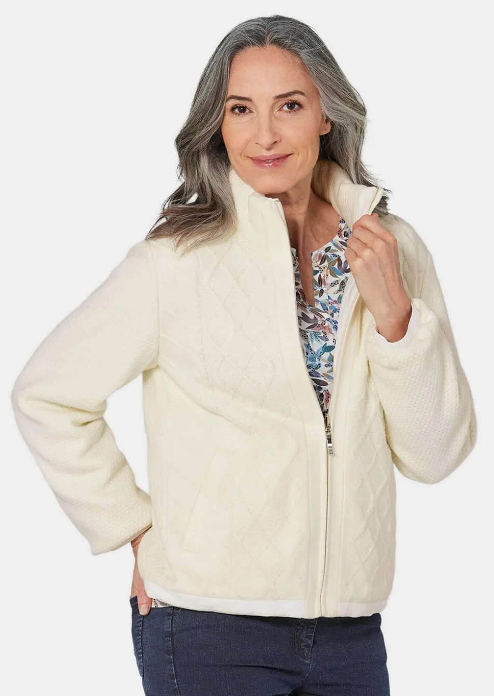 Veste réversible d'aspect tricot ou matelassé