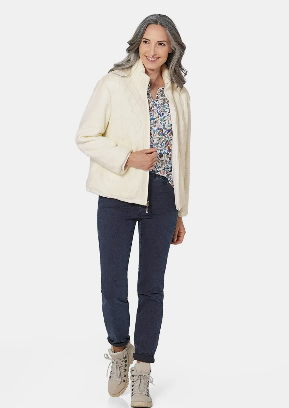 Veste réversible d'aspect tricot ou matelassé