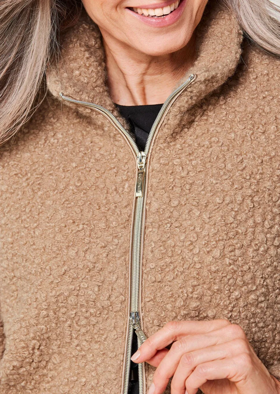 Veste teddy avec col montant