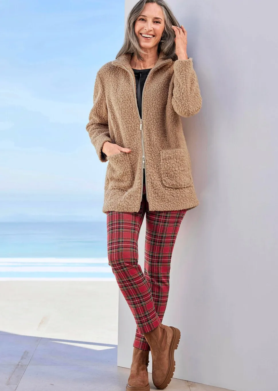 Veste teddy avec col montant