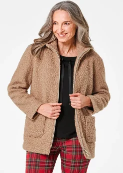Veste teddy avec col montant